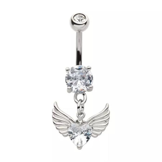 Coeur avec des ailes pendant le nombril