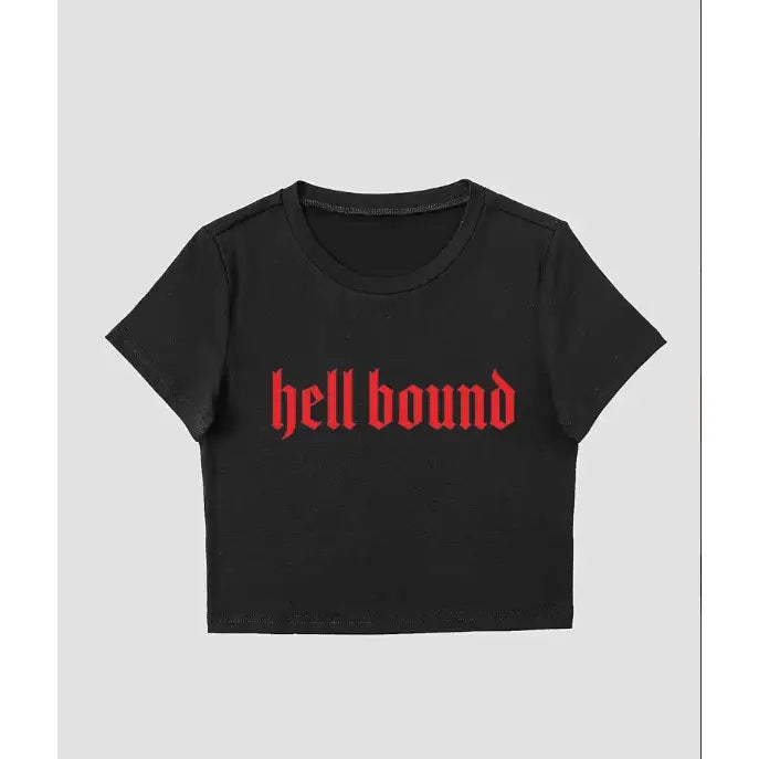 Hell Bound Cropped Tshirt Red Letting Black Shirt