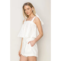 Babydoll Crop Shoulder Tie Top