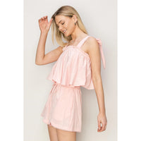 Babydoll Crop Shoulder Tie Top