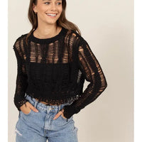 Distressed Knit Cropped Sweater