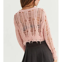 Distressed Knit Cropped Sweater