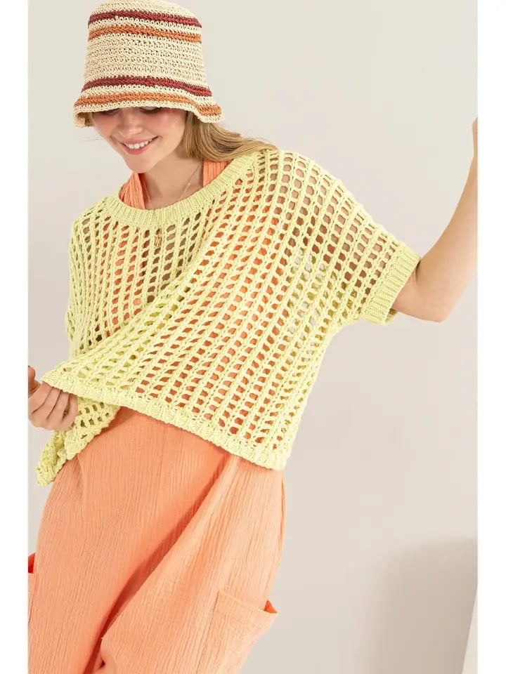 Open Stitch Oversized Sweater Top