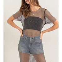 FISHNET RHINESTONE EMBELLISHED DRESS