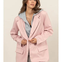 Relaxed Twofer Blazer With Hoodie