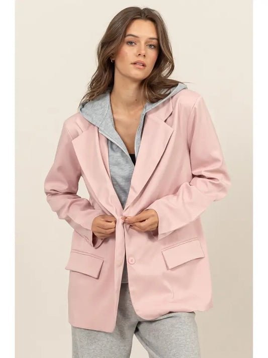 Relaxed Twofer Blazer With Hoodie
