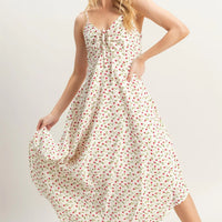 Ditsy Floral Print Sleeveless Midi Dress