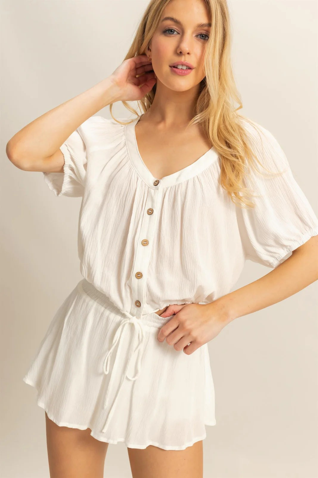 Short Sleeve Top Button Up