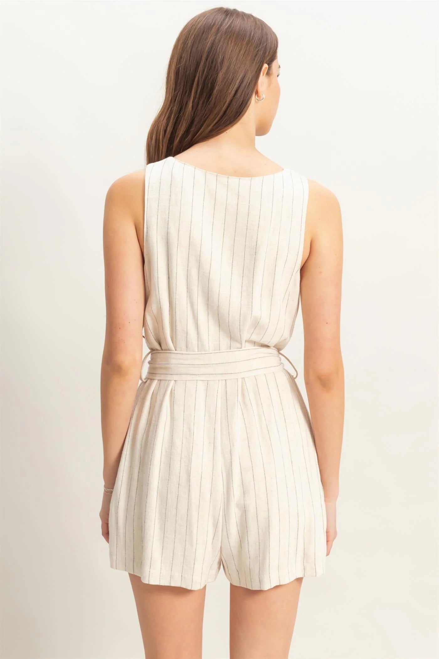Striped Belted Romper