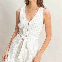 Striped Belted Romper
