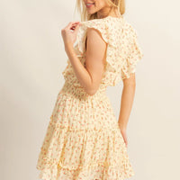 Ditsy Floral Print Ruffle Mini Dress