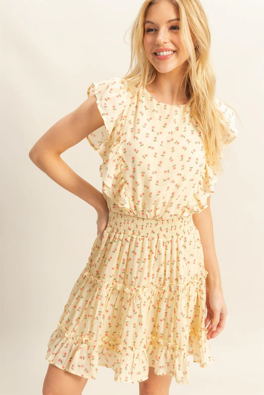 Ditsy Floral Print Ruffle Mini Dress