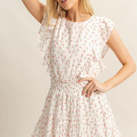 Ditsy Floral Print Ruffle Mini Dress