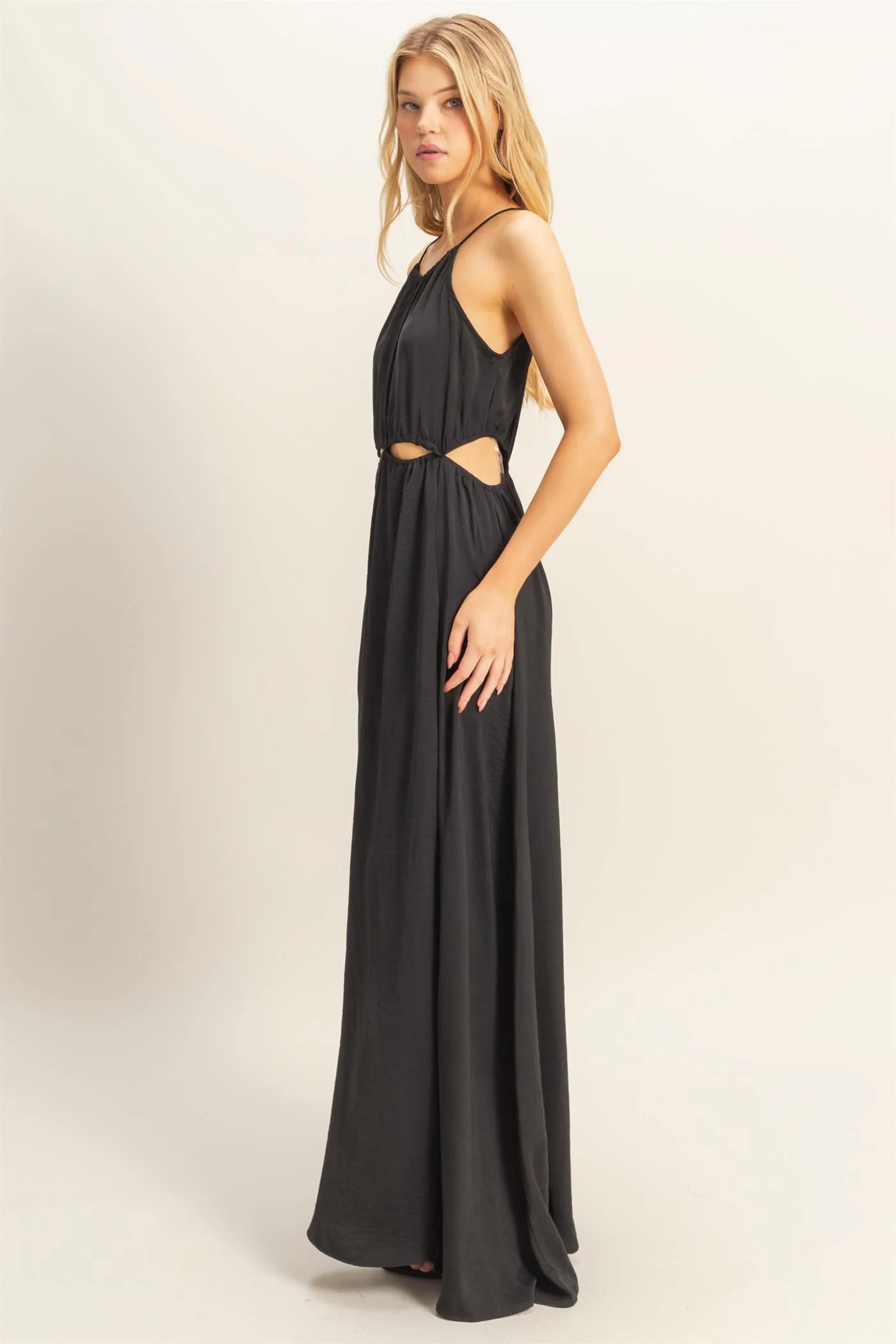 Side Cutout Side Slit Maxi Dress