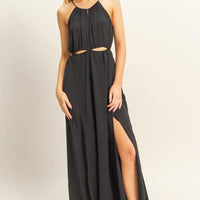 Side Cutout Side Slit Maxi Dress