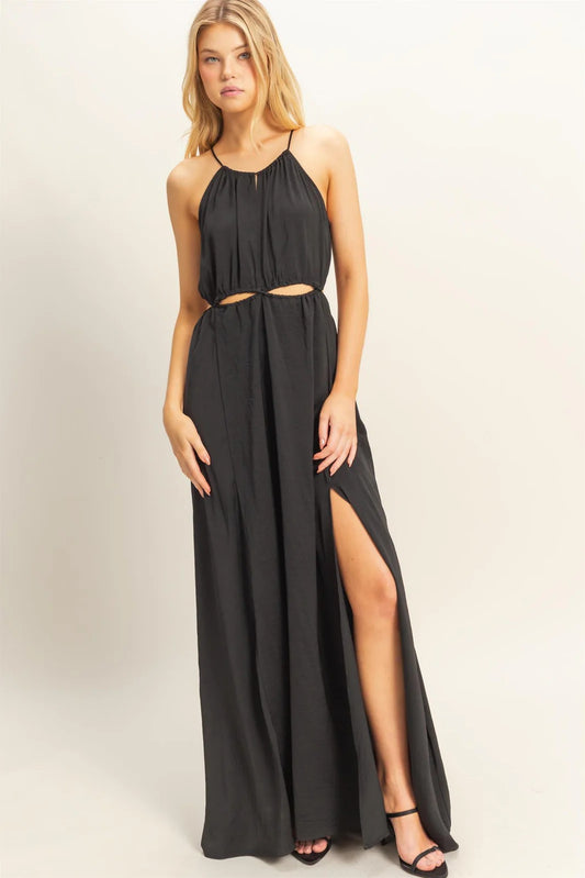 Side Cutout Side Slit Maxi Dress