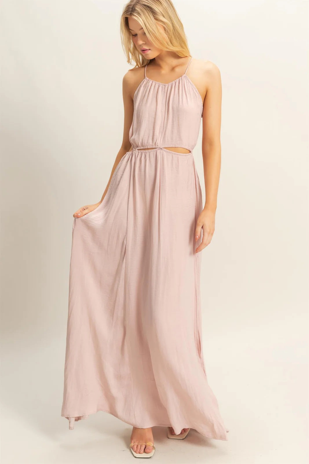 Side Cutout Side Slit Maxi Dress