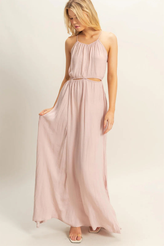 Side Cutout Side Slit Maxi Dress