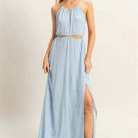 Side Cutout Side Slit Maxi Dress
