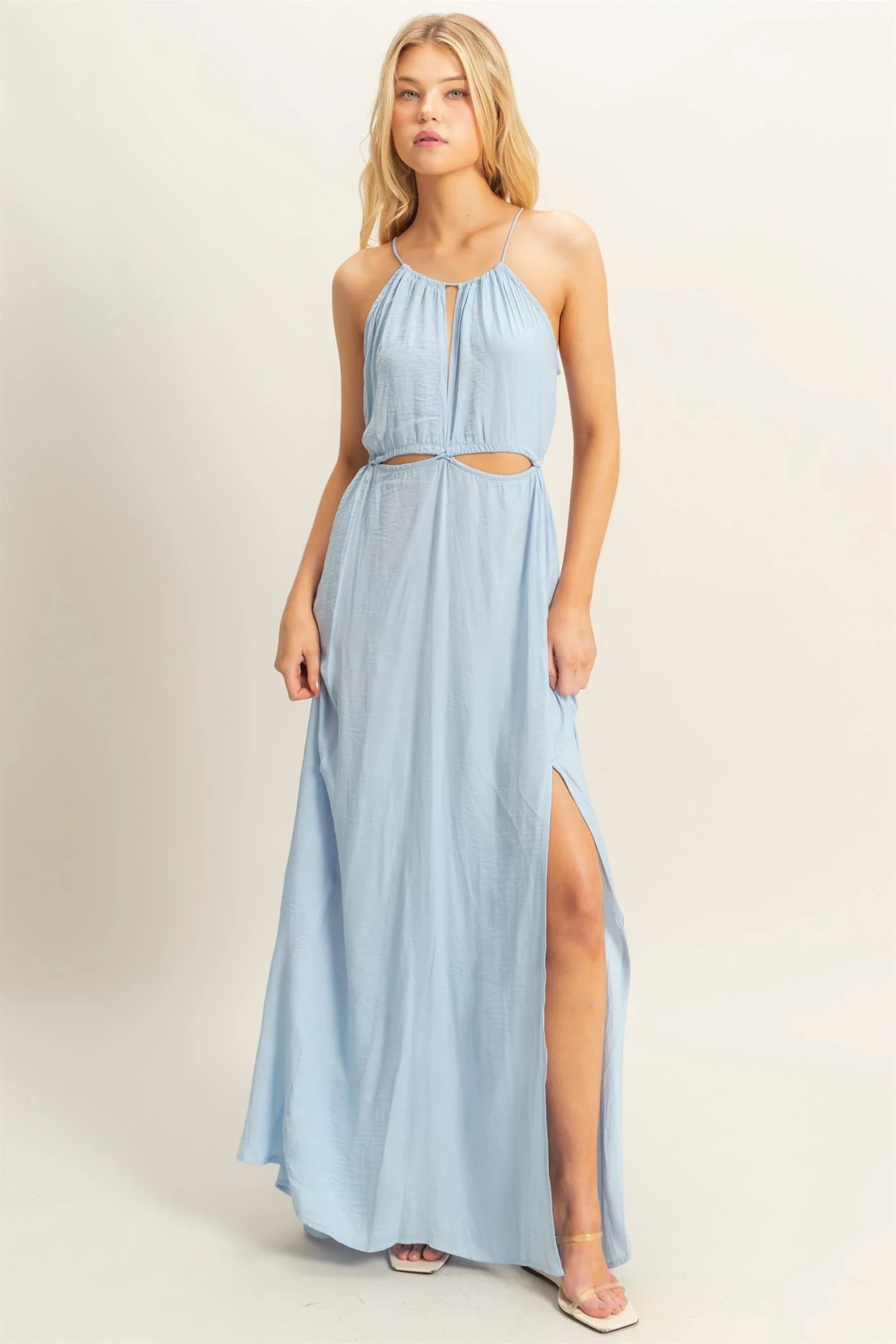 Side Cutout Side Slit Maxi Dress
