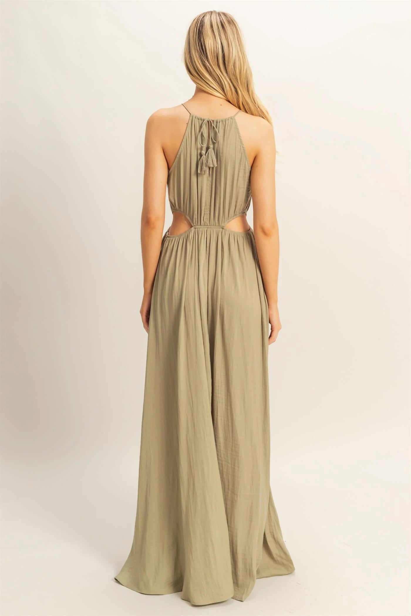 Side Cutout Side Slit Maxi Dress