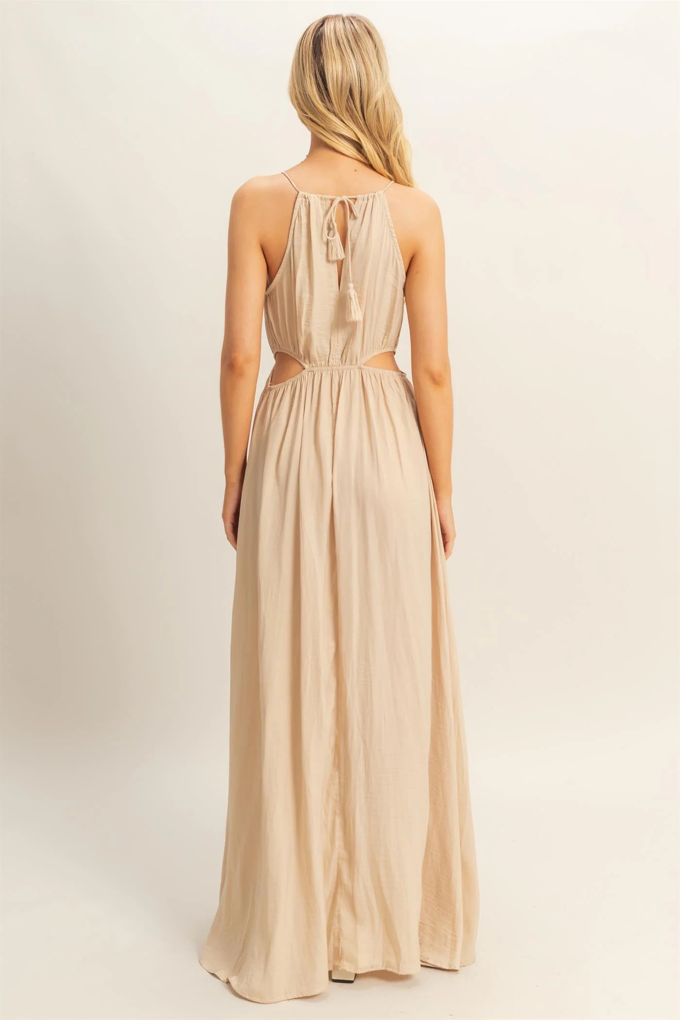 Side Cutout Side Slit Maxi Dress