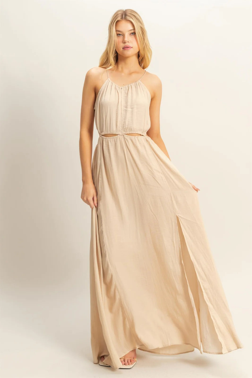 Side Cutout Side Slit Maxi Dress
