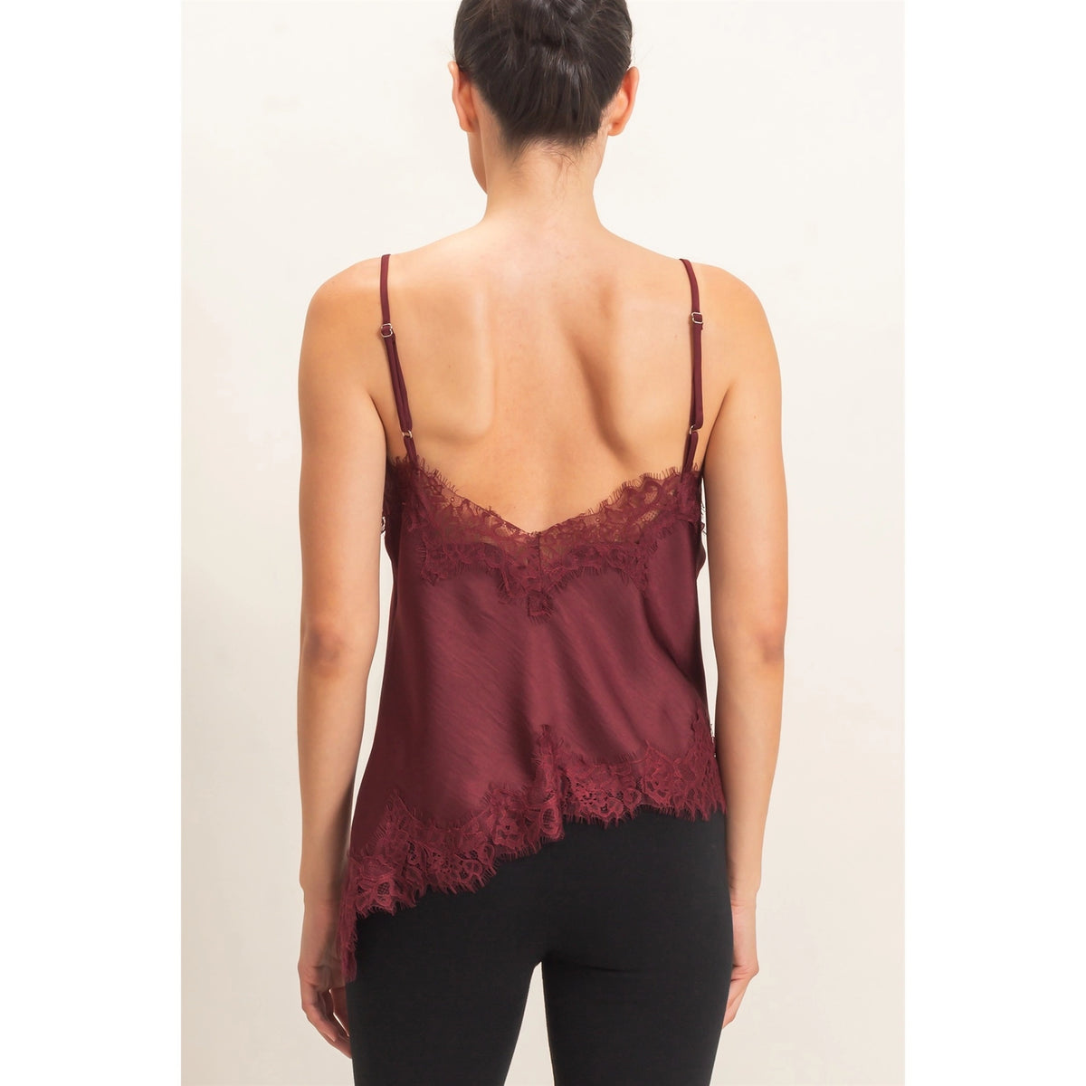 Asymmetrical Satin Lace Top
