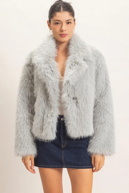Shawl Collar Faux Fur Jacket