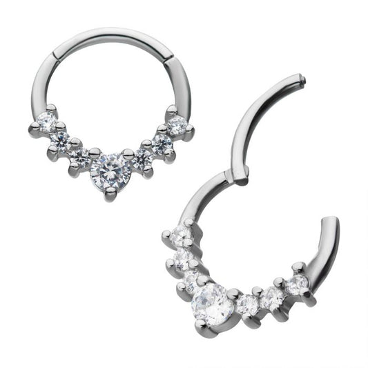 7 Prong Gem Hinged Hoop