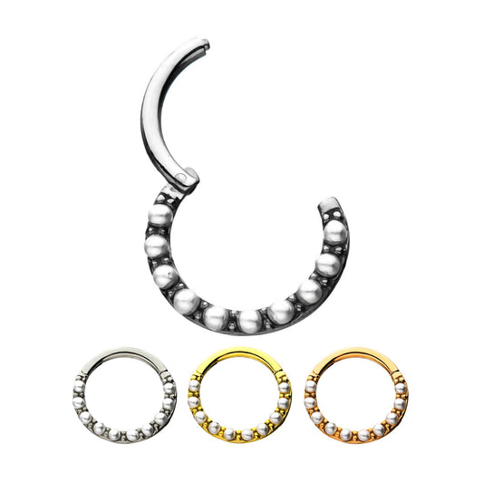 Pearls On Hinged Hoop 16G