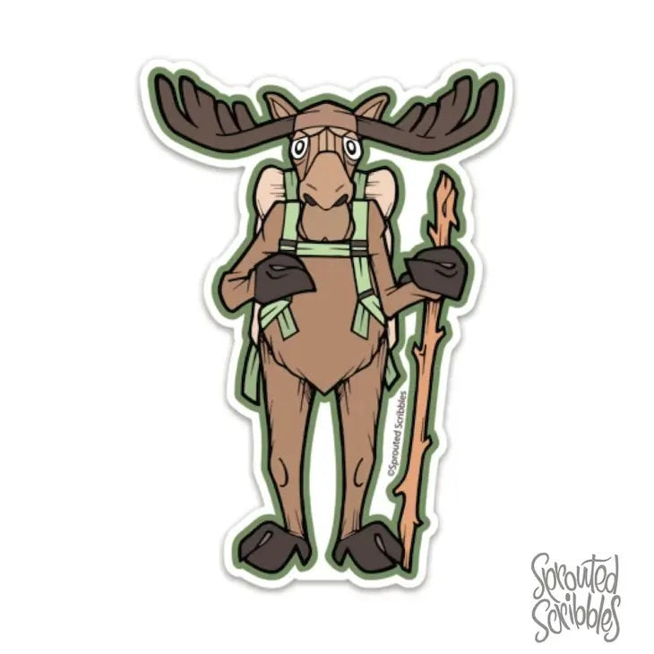 Hiking Moose Animal Sticker