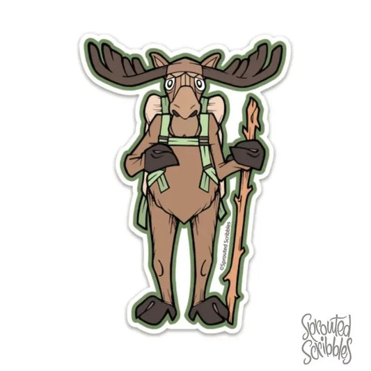 Hiking Moose Animal Sticker