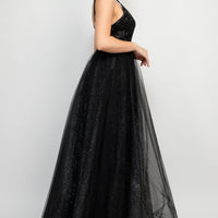 Sequin Studded Tullle Balloon Maxi Dress