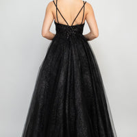 Sequin Studded Tullle Balloon Maxi Dress