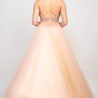 Sequin Studded Tulle Balloon Maxi Dress