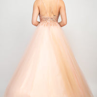 Sequin Studded Tulle Balloon Maxi Dress