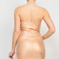 One Side Pleated Tube Mini Dress