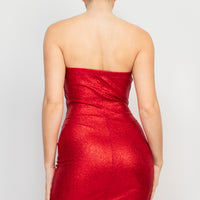 One Side Pleated Tube Mini Dress