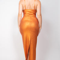 One Side Pleated Maxi Dress