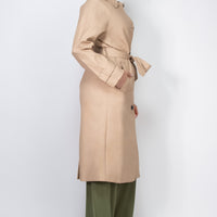 PU Raglan Sleeve Belted Coat