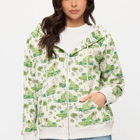 Lily Pads And Frogs Zip Up Hoodie