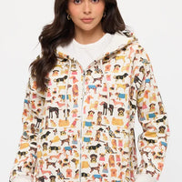 Colorful Dog Breeds Zip Up Hoodie