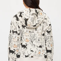 Whimsical Cat Forest Zip Up Hoodie