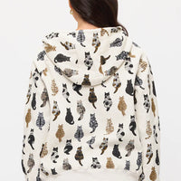 Whimsical Cat Tails Zip Up Hoodie