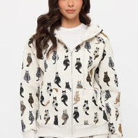 Whimsical Cat Tails Zip Up Hoodie