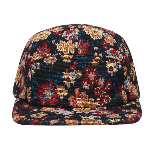 Floral Jacquard 5 Panel Hat Camp Cap | Outdoor Streetwear Hat