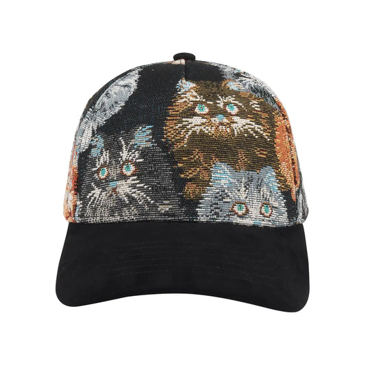 Jacquard Cat Tapestry Baseball Cap | Vintage Style Adjustable Hat For Cat Lovers