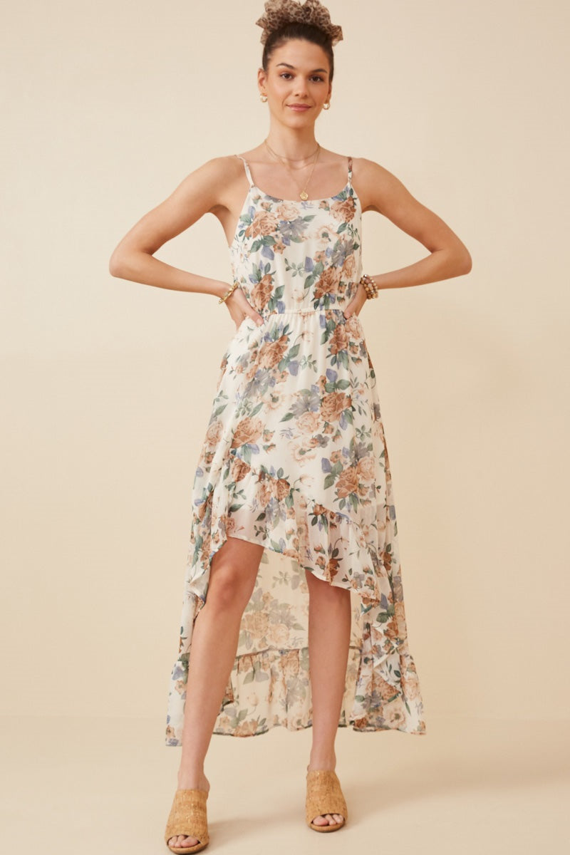 Ruffled High Low Hem Dress