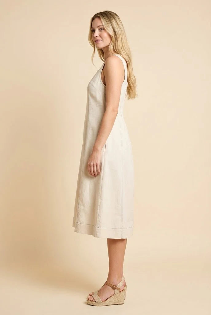Contrast Stitch Detail Square Neck Tank Dress